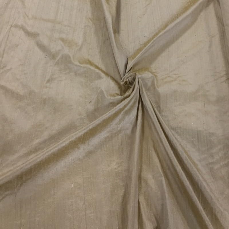 EU Fabrics Silk Dupion Fabric | Pure Silk Material for Dressmaking | Ideal for Fancy Dress, Curtains, Home Decor and Craft | 100% Raw Silk Fabric by The Metre (Light Gold, Cut by The metre)