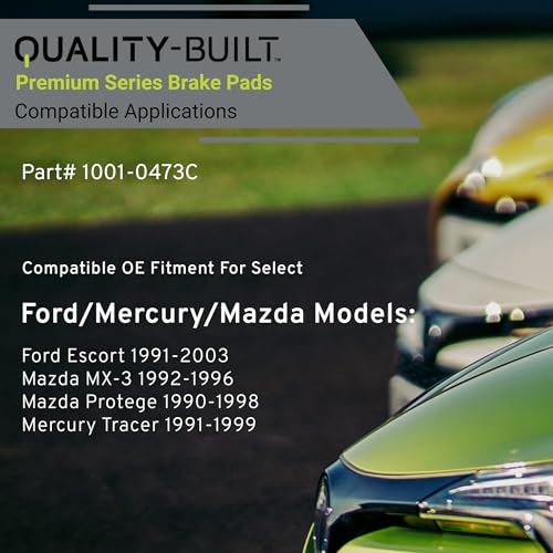 Image of QUALITY-BUILT Front Ceramic Brake Pads, Premium 1001-0473C, Compatible with 1990-2003 Ford /Mazda /Mercury (Escort,MX-3,Protege,Tracer)