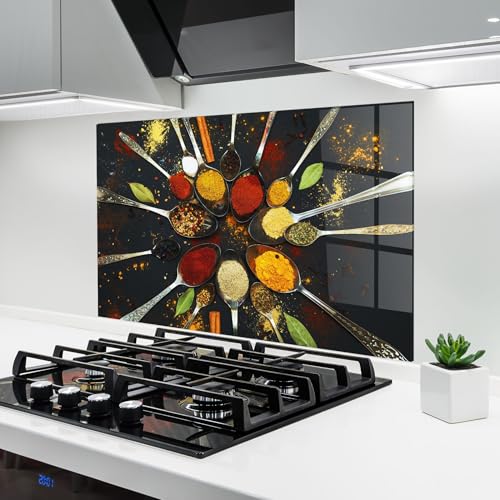 ARTHUB® Crédence de Cuisine en Verre 60x80 cm, Cooking Spoons | Protection Contre Les éclaboussures, Revêtement Mural en Carreaux, Plaque en Verre, Verre...