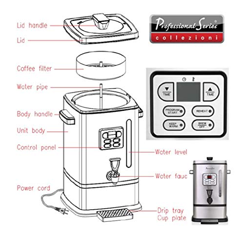 Continental Electric PS-SQ018 Coffee Urn, 50 Cup, Stainless Steel