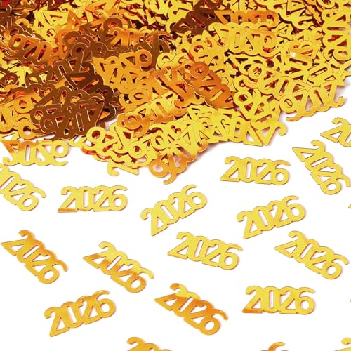 500 Pcs New Year 2026 Confetti, Gold 2026 Table Shiny