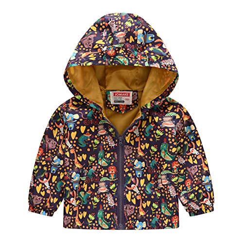 Toddler Boys Girls Casual Jacket Printing Cartoon Hooded Outerwear Zipper Coats Long Sleeve Windproof Coats