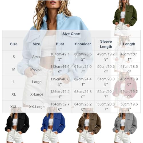 XOGWVJ Fall Tops for Women 2026 Cropped Sweatshirt for Women Zip Up Long Sleeve Jacket with Flap Pockets Relaxed Fit Casual Fall Clothes 2026 Womens Fall Hoodie Black S - image 4