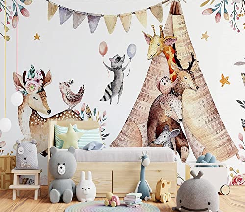 SELIE Papier Peint Panoramique Cerf Sika Animal Jardin D'Enfants Chambre De Bébé Moderne Décoration Murale 200x140cm(LXH)