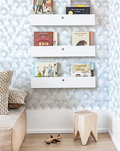 Heroad Brand Geometric Hexagon Wallpaper Peel And Stick Wallpaper Removable Self Adhesive Waterproof Contact Paper For Cabinets Blue And White Hexagonal Wallpaper For Shelf Liner Vinyl 15.5''X118'' #TOP5