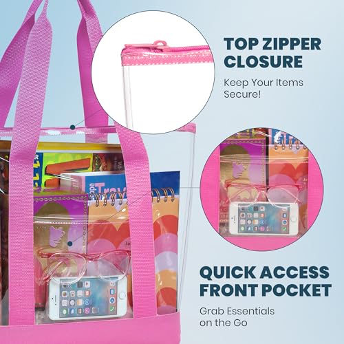 Image of Handy Laundry Clear Tote Bag - Zipper Closure, Long Shoulder Strap, Fabric Trimming.