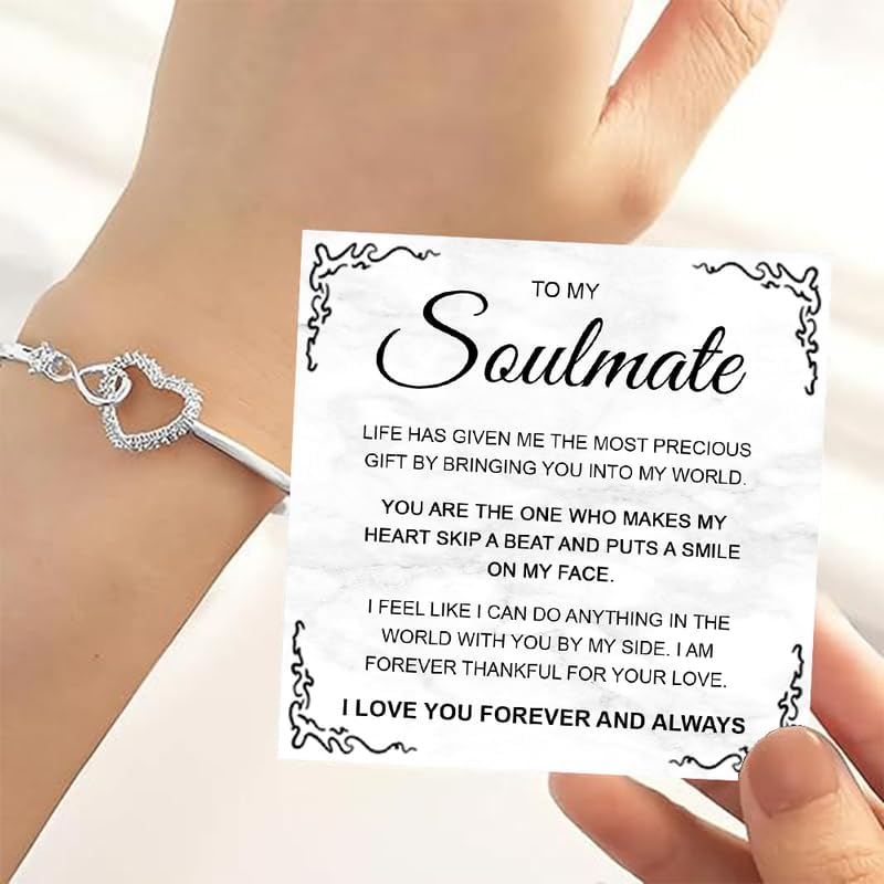 To My Beautiful Soulmate Bracelet For Women, Soulmate Bracelets For Wife From Husband, Gifts For Girlfriend Bracelet, Star Heart Bracelets For Fiance With Heartfelt Message Card - Image 3