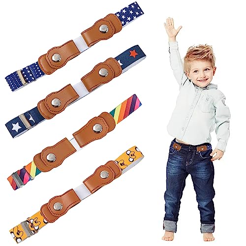 SKIWAX 4 Stück Kindergürtel Ohne Schnalle, Stretchgürtel Kinder...