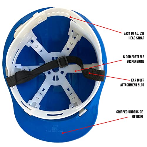 Image of LADWA Blue Heavy Duty Superior Safety Helmet, ISI Marked Industrial Head Protection Helmet for Construction, Factory, Warehouse and Outdoor Work Safety (Pack of 2)