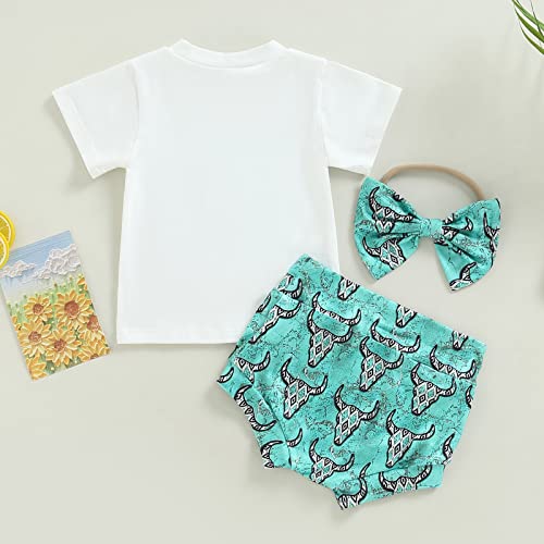 Newborn Infant Baby Girl Outfit 3pcs Letter Print Western Clothes Sets Short Sleeve Tassel T-Shirts Shorts4