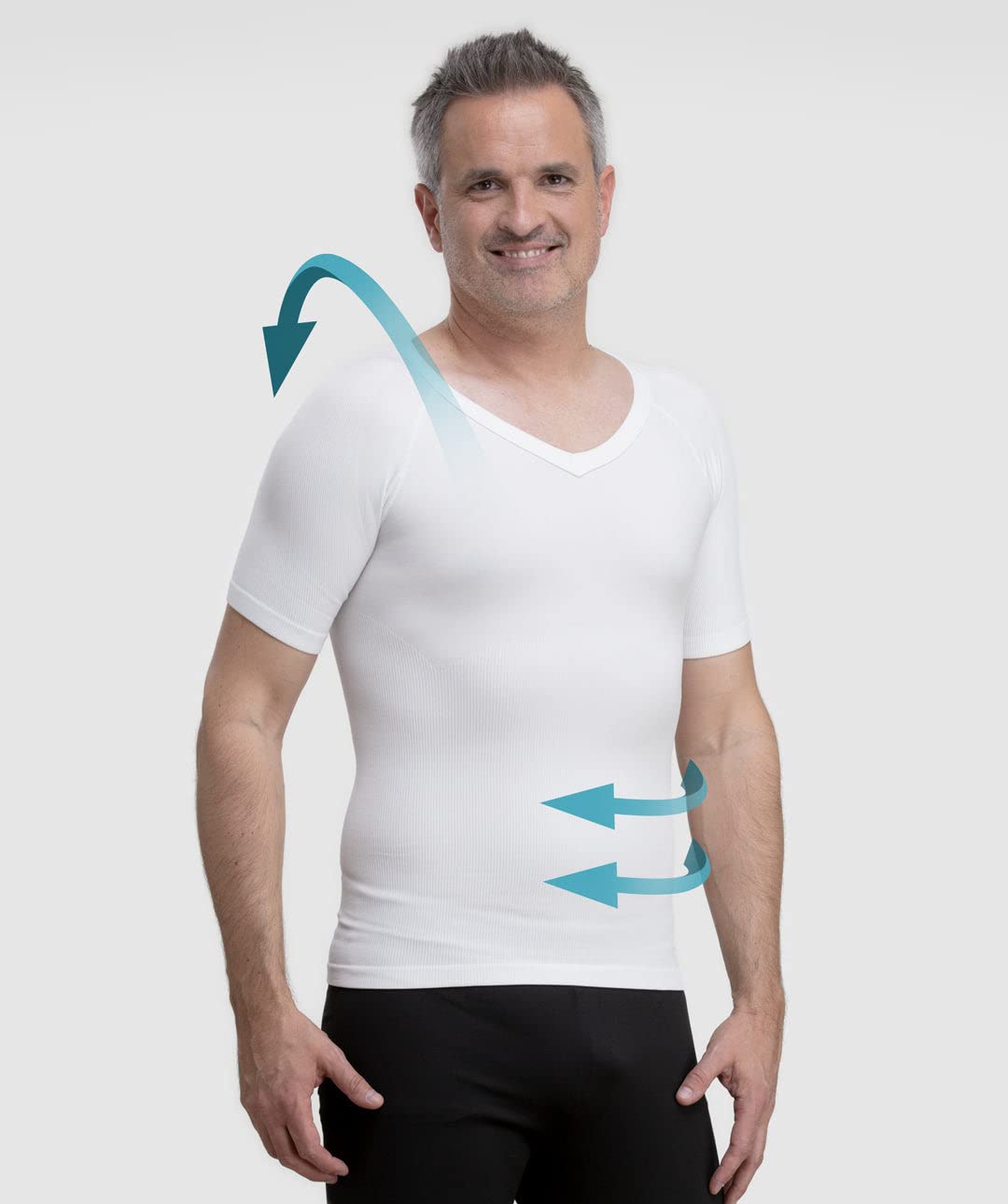 Camiseta Correctora de Postura Hombre sin Costuras | Sujeción Espalda y Hombros | Alivia el dolor de espalda | Compresión | Camiseta de cuerpo | Cuello en V | Comodidad Extrema