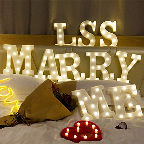 Gojiny marquesina led Letra luz 26 Alfabeto iluminar Letras Signo corazón símbolo luz Navidad Boda Fiesta de cumpleaños Fiesta Noche lámpara hogar Barra decoración (t)