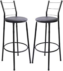 Kit 2 Banquetas Altas com Encosto, 3 Arames, Design Moderno