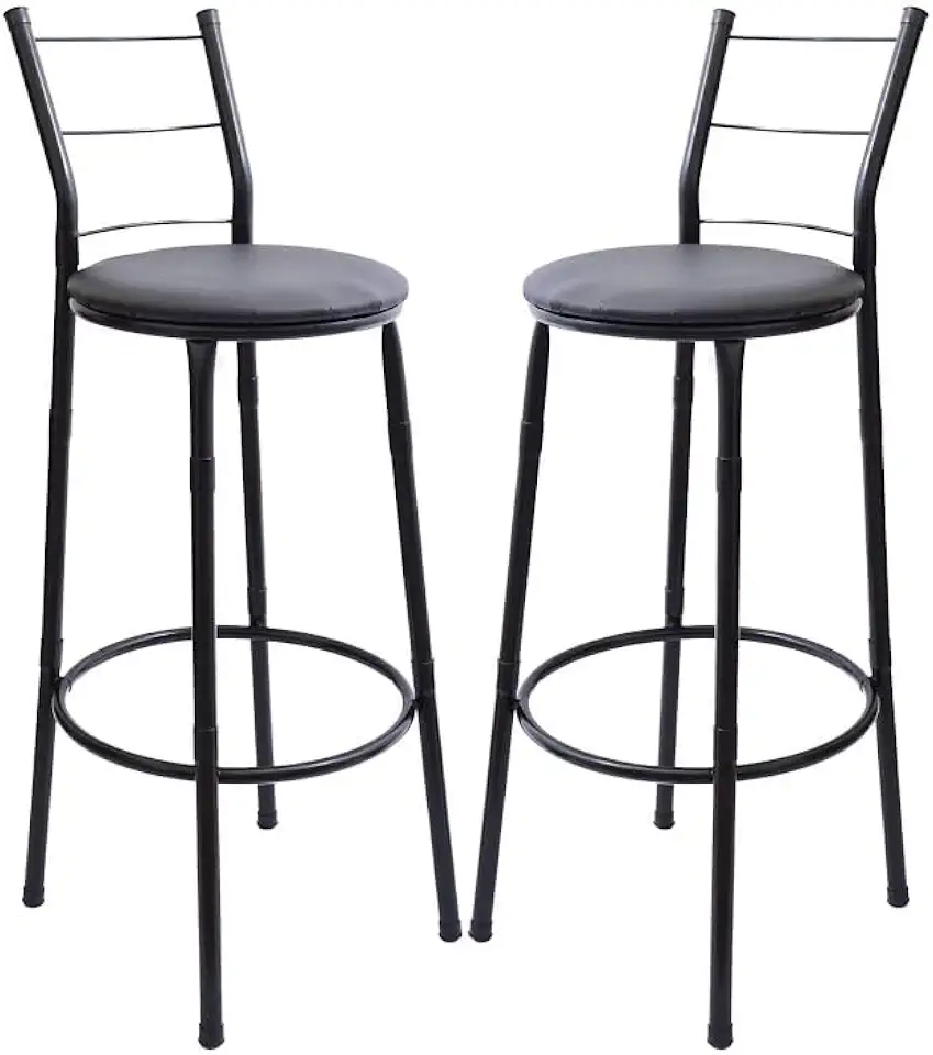 Kit 2 Banquetas Altas com Encosto, 3 Arames, Design Moderno