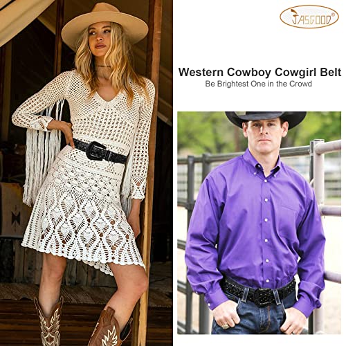 JASGOOD Rhinestone Belt for Women and Men Ladies Weatern Cowgirl Cowboy Bling Belt for Jeans Pants Dress2