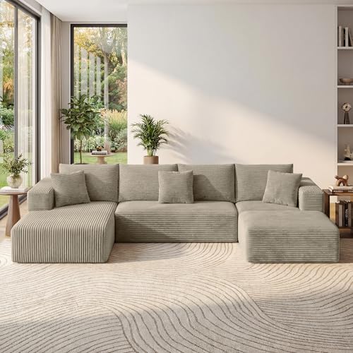 CUBENTE Modular Sectional Sofa 135" Oat Beige Cloud Couch