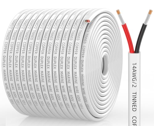 CONEPY 14 Gauge Marine Wire, 14 Gauge Wire Duplex Marine Grade Cable, 200FT