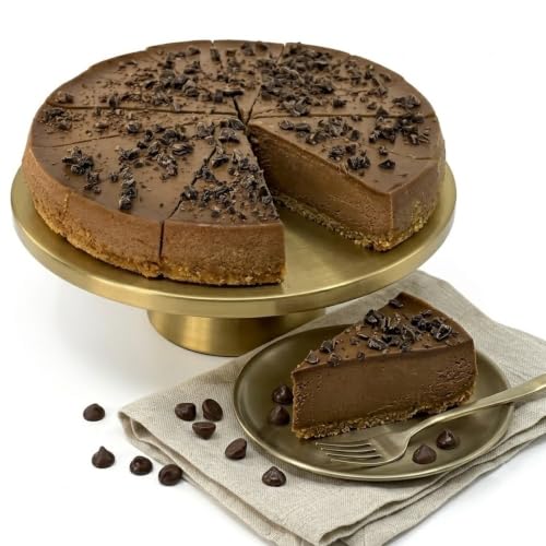Andy Anand Chocolates Sugar Free Dark Chocolate Chip Cheesecake 9inch Fresh Made in Traditional Way,Pre-Sliced,Amazing-Delicious-Decadent&Greeting Card, Birthday Valentine Christmas(2 lbs)