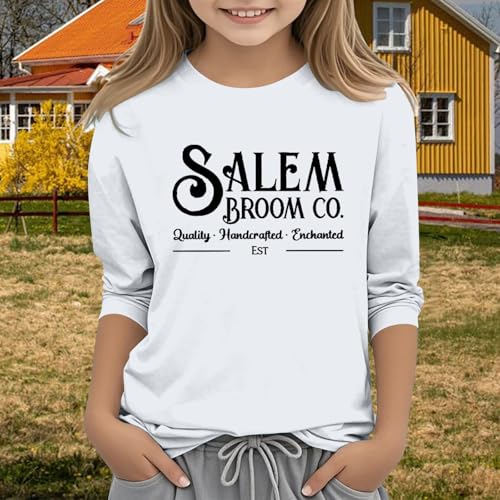 Teen Girls Halloween Clothes Kids 3/4 Sleeve Crewneck Halloween Shirts Girl Funny Graphic Tees Hocus Pocus Fall Party Tops4