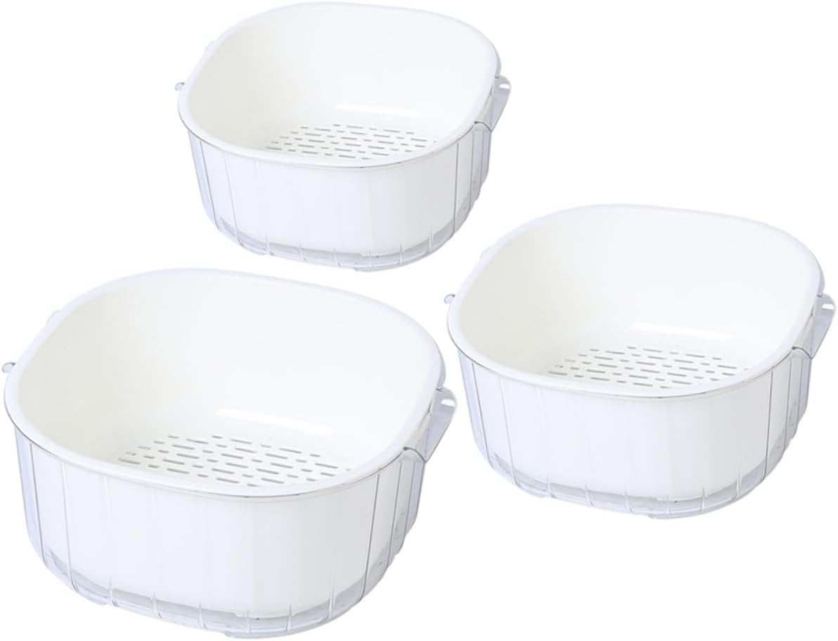 3Pcs Detachable Draining Basket for Fruits and Vegetables Thickened Vegetable Washing Basket with Smooth Edges Small to Large for Kitchen Use
