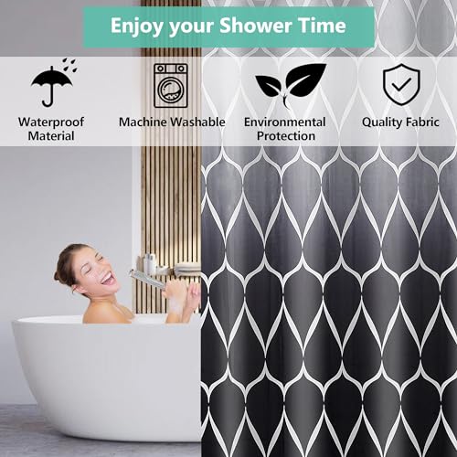 GERUIKE Weighted Shower Curtain 180 x 200 cm, Waterproof Anti-Mould Textile 130GSM Polyester Fabric - Image 2