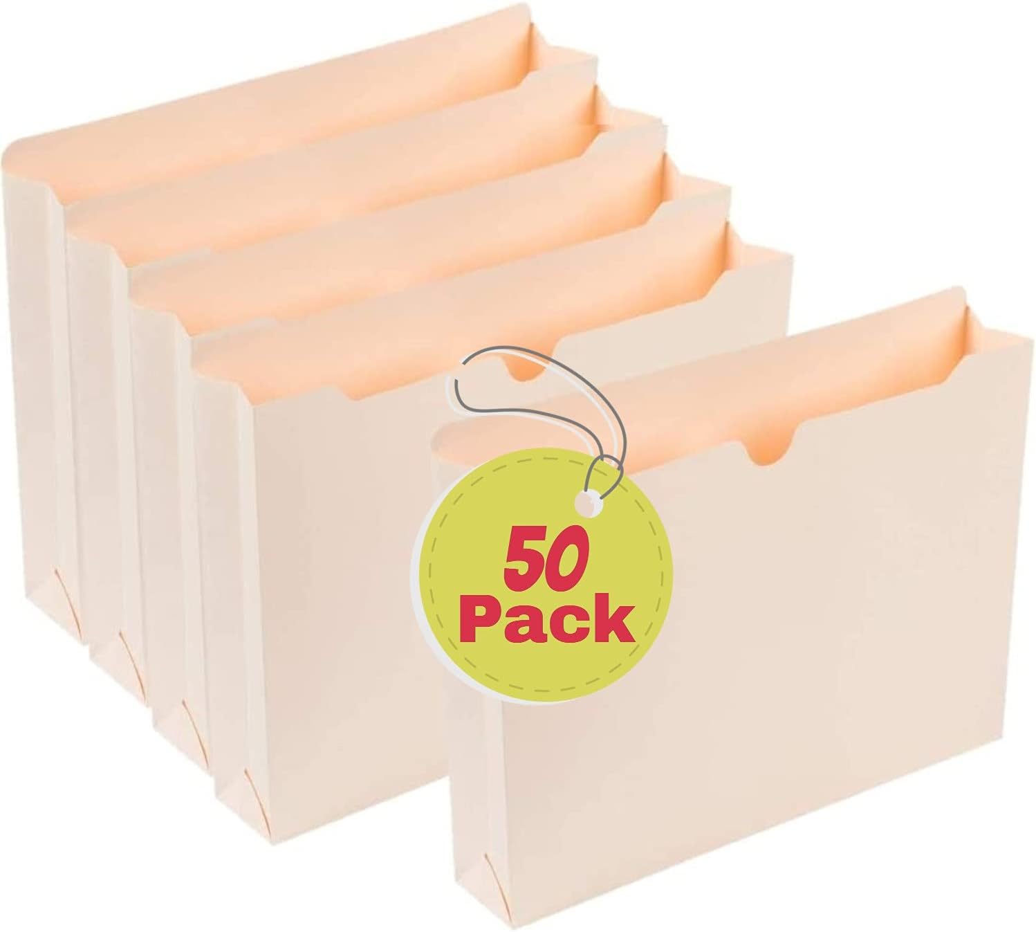 1InTheOffice Manila Expanding File Jacket, 1", Letter,"50 Pack" (1 Inch) : Office Products