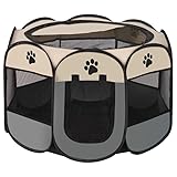 Foldable Pet Playpen with Storage Bag - Heavy-Duty Dog Playpen with Cover, Escape-Proof Kitten Cage & Portable Puppy Pen for Indoor/Outdoor Use (S, Gray)
