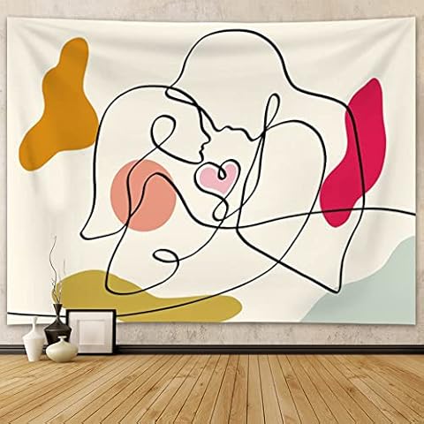 Abstract lovers Tapestry Minimalist Mid Century Tapestry Wall Hanging Aesthetic Body Shaped Lines Wall Tapestry for Bedroom Modern Line Art Tapestry for Living Room Home Decor, 59"x39.3" Cover