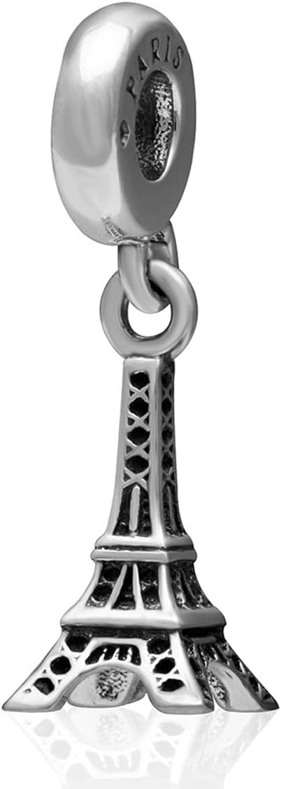 I Love Travel Themeチャーム - 925スターリングシルバー 飛行機 ピースバス 電車エクスプレス フランス エフ