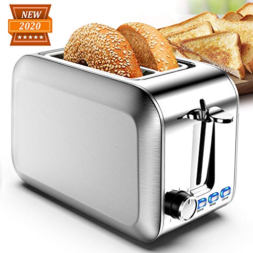 Toasters 2 slice Best Rated Prime Wide Slot Stainless Steel 2 Slice Toaster with 7 Shade Settings & Removable Crumb Tray & Defrost/Reheat/Cancel Mode