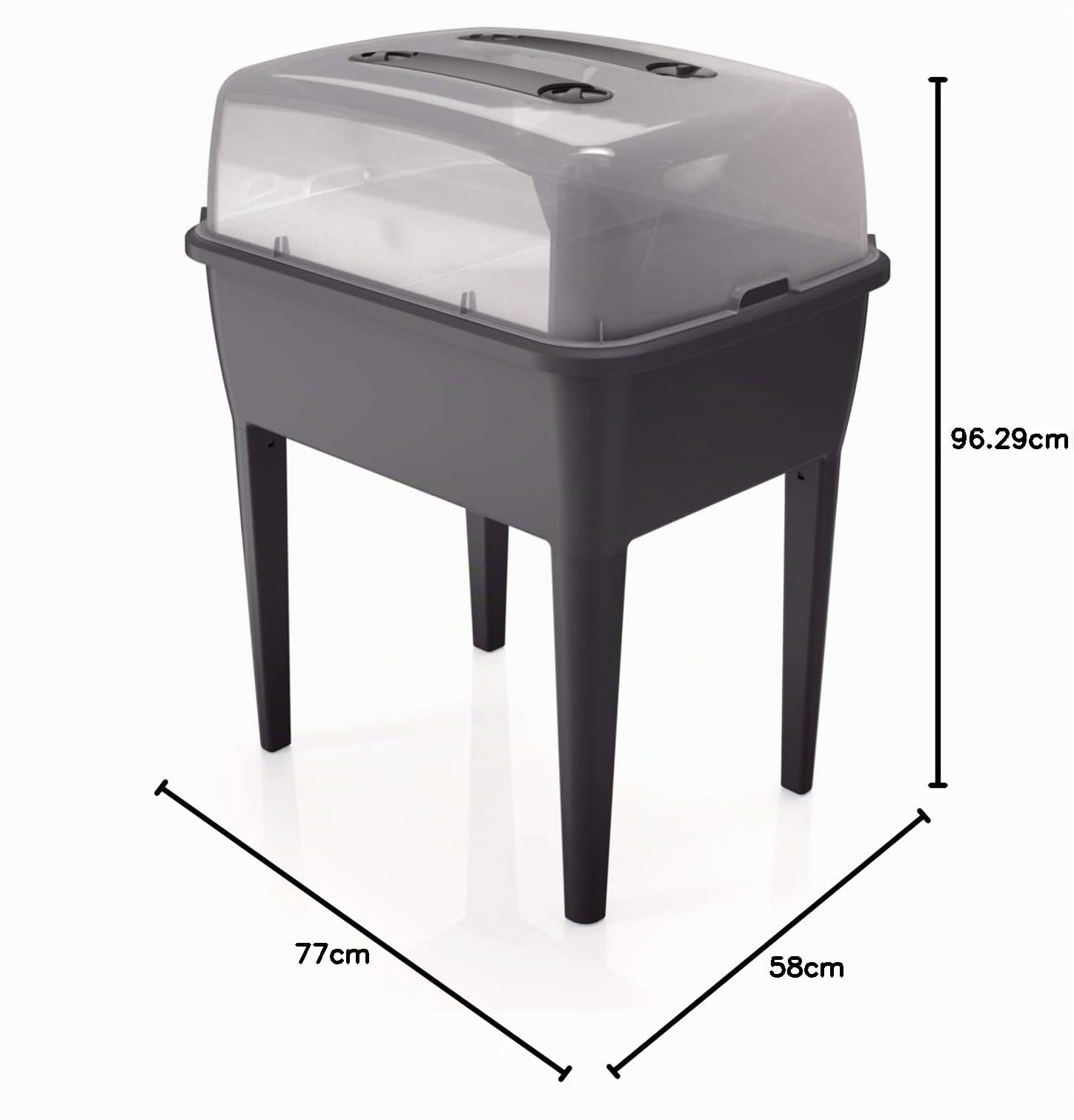 Prosperplast Jardinera Alta con Tapa de policarbonato, para Proteger Tus Plantas L Respana Planter Set de plástico en Color Antracita, 96,3 (Alto) x 77 (Ancho) x 58 (Profundo) cms