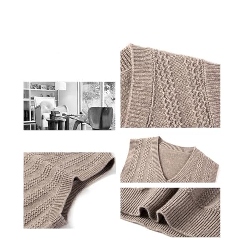 Men Winter V-Neck Sleeveless Vertical Bars Textured Business Knit Sweater Daily Vest2