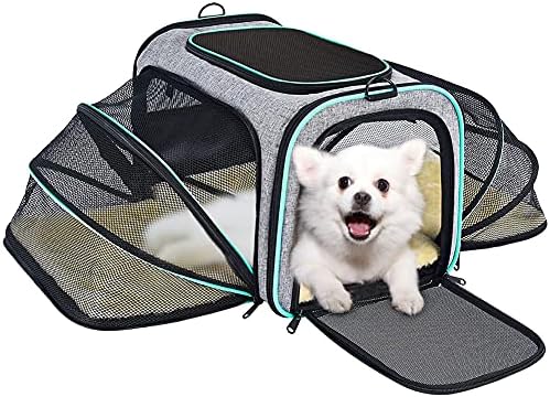 Small Pet Carrier Expandable Cat Carrier Airline Approved, Dog Carriers for Small Dogs 2 Sides Expandable, Soft-Sided Pet Carrier…