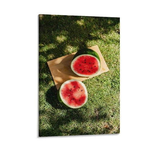 Summer Watermelon Halves Canvas Poster Wall Art Juicy Fruit Print