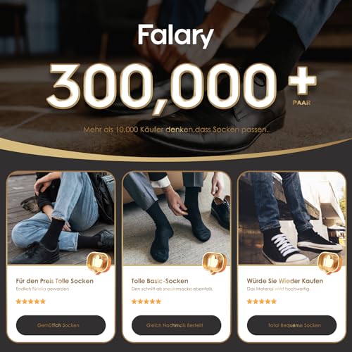 FALARY Socken Herren 43-46 Baumwolle Schwarz Sportsocken Damen Herrensocken 12 Paar Sport Socks Atmungsaktive Business Socken 6