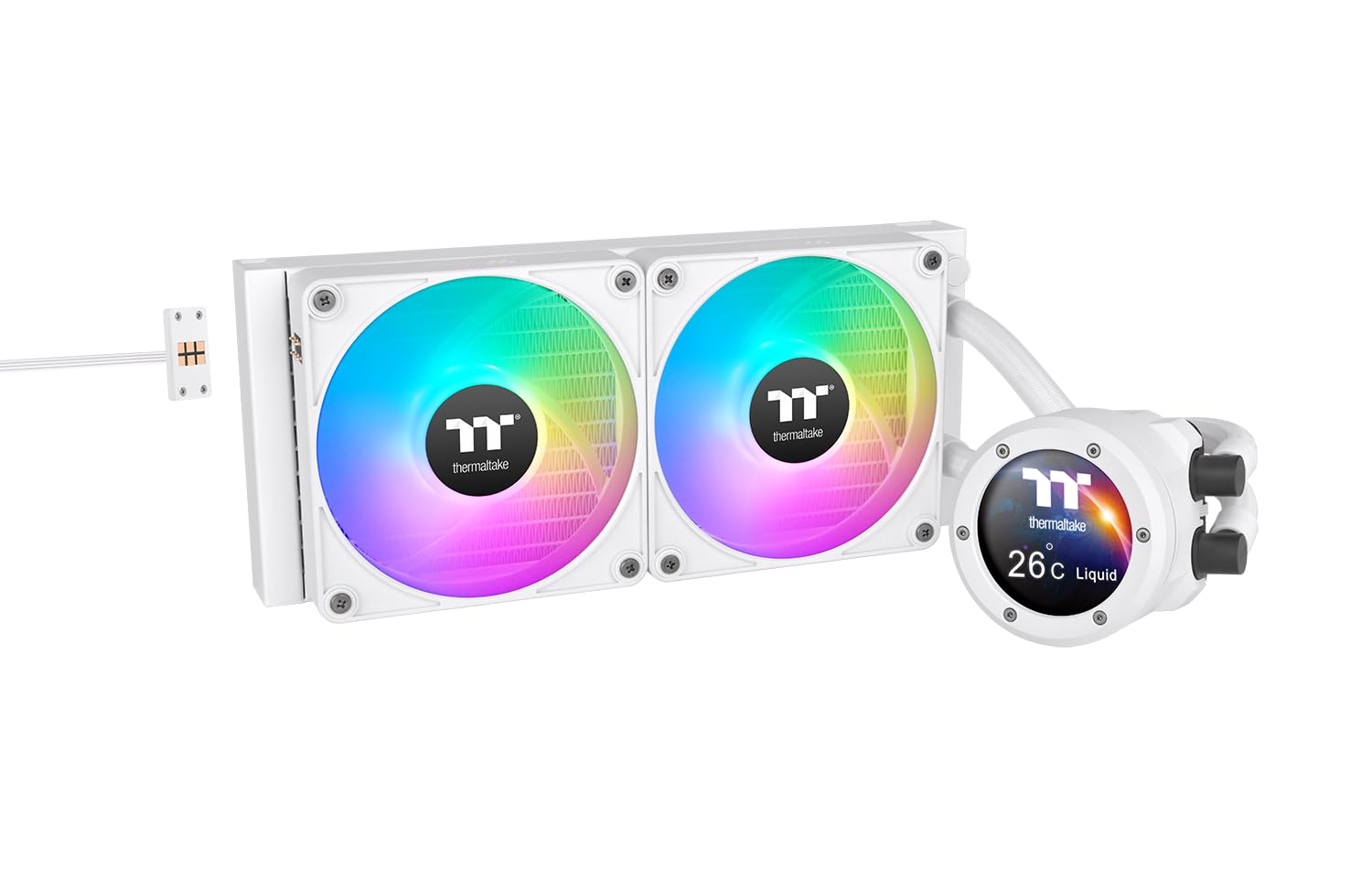 Thermaltake | TH280 V2 Ultra EX Snow ARGB | 280mm AIO CPU Wasserkühlung | 2,1" TFT-LCD (480x480) | MagForce 2.0 Quick Connect | 2x CT140 EX ARGB Sync PWM | sehr leise | Intel LGA1851/1700 & AMD AM5