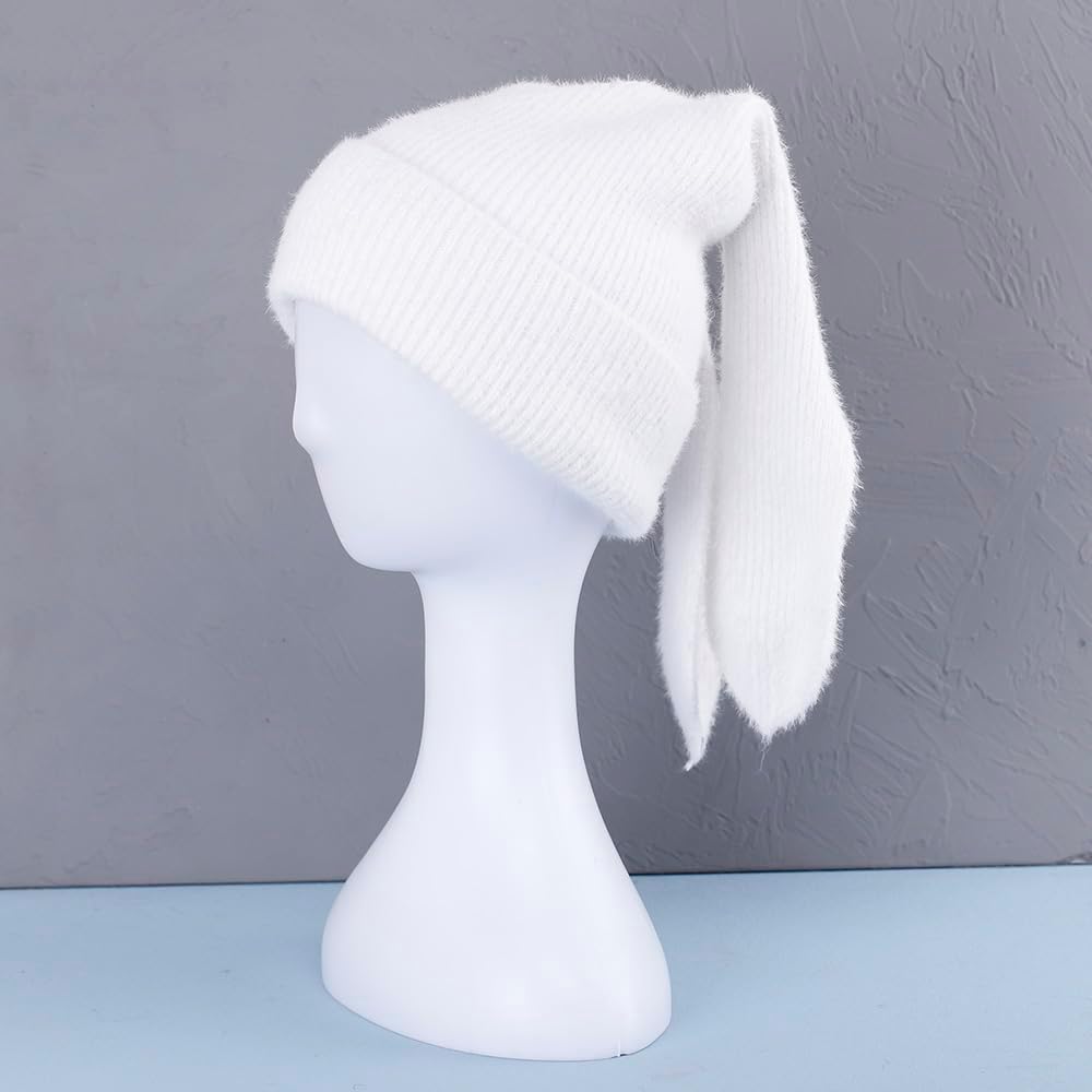 Bunny Beanie Hats for Women Cute Rabbit Beanie Crochet Hats Winter Cap Warm Skull Cap Outdoor Ski Slouchy - Image 2