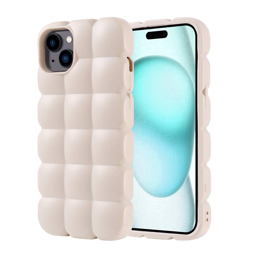 Zore Apple için uyumlu iPhone 15 Plus Kılıf Parlak Esnek Silikon Zore Dom Dom Kapak Beyaz