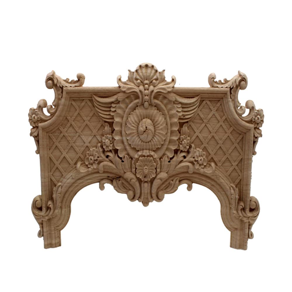 Bois applique coin sculpté 40cm rose florale décor meuble et porte