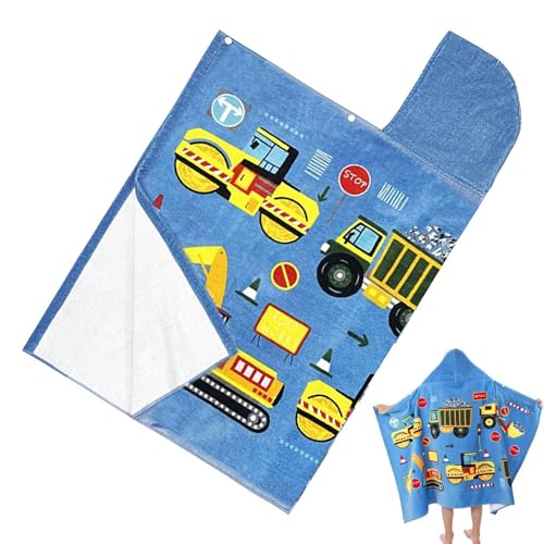 Toalla de Playa con Capucha para Niños - Diseño de Vehículos Poncho Infantil,Suave y Absorbente Toalla de Baño 127x76 cm para Piscina Ducha Viaje