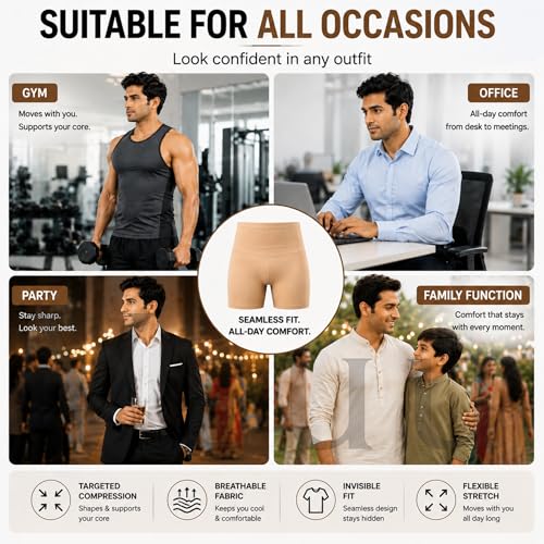 Image of Men's High Waist Tummy Control Shapewear Men's Compression Shapewear Trunk Comfortable Stretchy Body Shaper Tummy Tucker Breathable Support Underwear for Gym Office
