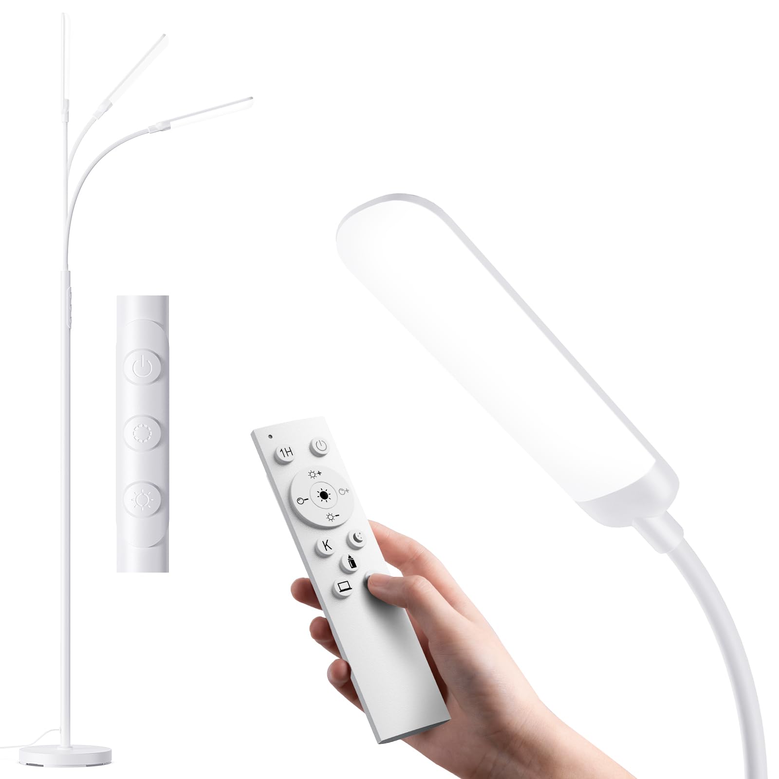Lampadaire LED Dimmable 18W 1200lm avec Télécommande et Contrôle Tactile 4 Températures 4 Luminosités Blanc