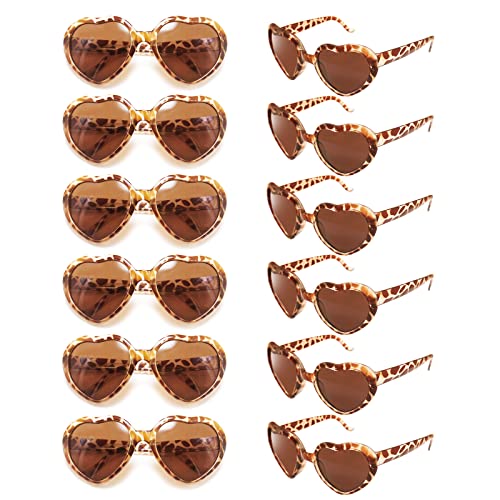 Lunettes de soleil cœur léopard lot de 12 pour un EVJF festif et looké