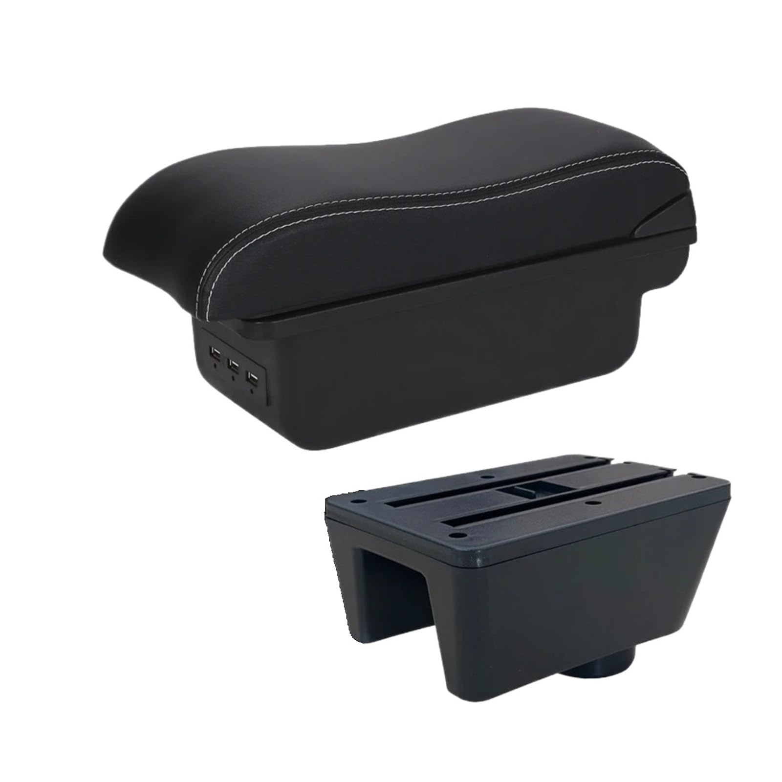 UMDJJU For Seat For Ibiza 6j 6L Armrest Box Car Auto Storage Retrofit Parts Interior Accessories Arm Car Centre Console Armrest Box(B3 Black white 3USB)