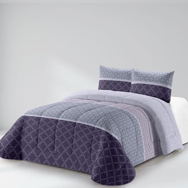 Rufino Díaz Edredón Invierno Hammer Estampado 350g + Funda Cojín - Morado, 135 cm