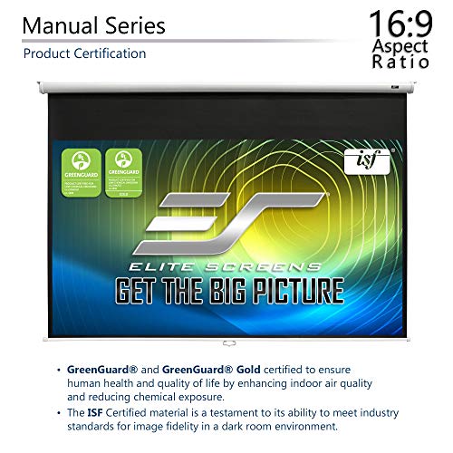 Elite Screens Manual Series, 120-INCH 16:9, Pull Down Manual Projector Screen with AUTO LOCK, Movie Home Theater 8K / 4K Ultra HD 3D Ready, 2-YEAR WARRANTY, M120XWH2