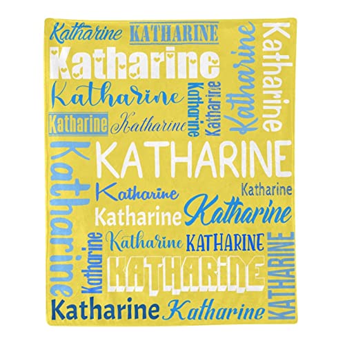 Personalized Blanket for Kids Adults Personalized Name Blanket Custom Blanket with Name Personalized Gifts for Christmas Birthday Valentines Day Mothers Fathers Day (Yellow, 60"x80")