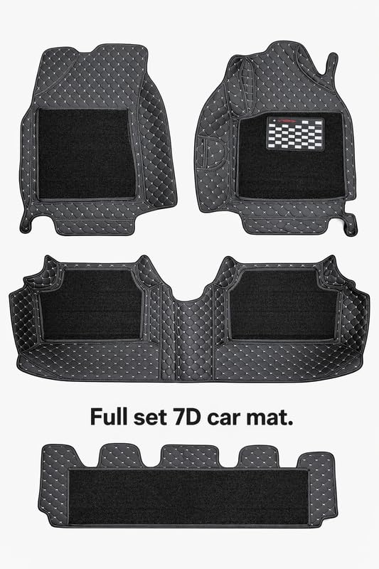 Image of SINEX 7D car mat Full Set for Maruti Suzuki Invicto (Model : 2023) || Luxury Leather Double Car Floor Mat Complete Set || 100% Waterproof and Washable || Color :Silver, Black,