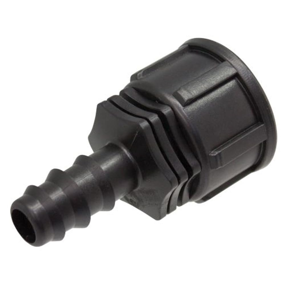 Suinga 100 Conector grifo 3/4" a tubo 16mm. Enlaces de rosca hembra 16mm x 3/4", utilizado para conectar grifo al tubo de 16 mm, negro