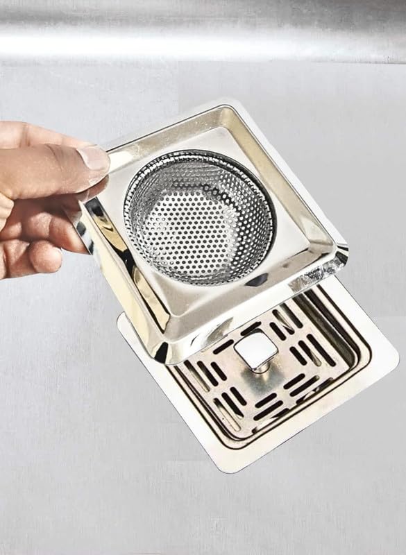 SINGH INDUSTRIES® Stainless Steel Sink Strainer Square Shape, Kitchen Drain Basin Basket Filter Stopper Drainer/Jali (B0D2HXBFN4) Amazon Price History, Amazon Price Tracker